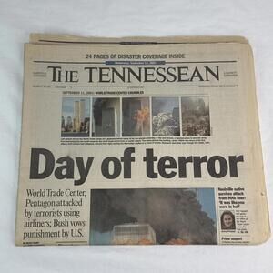 The Tennessean September 11 2001 Day Of Terror Twin Towers Complete Newspaper